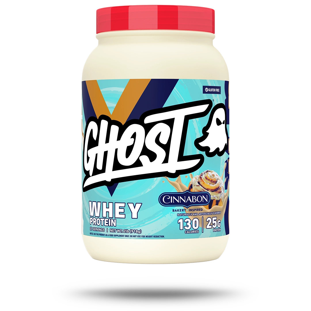 GHOST Whey Cinnabon 884g front-facing tub manufacturer image